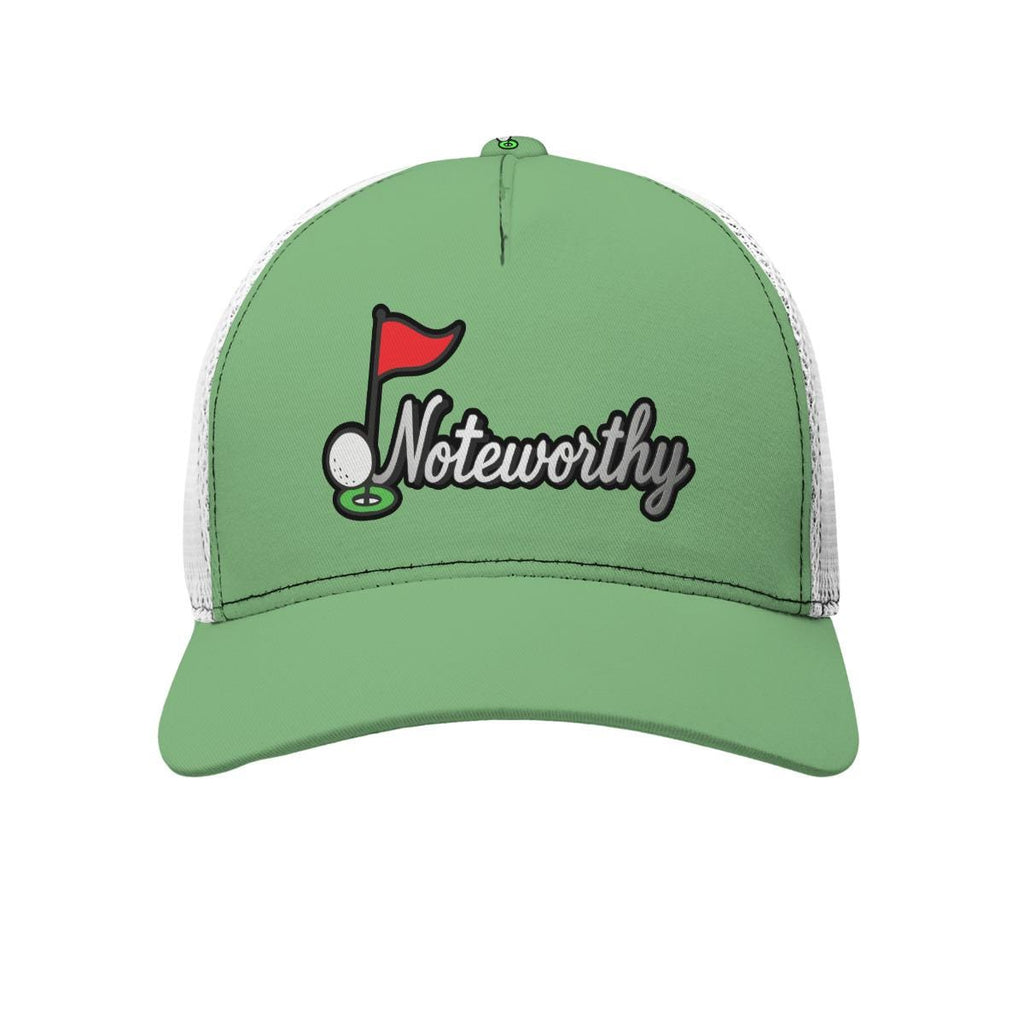 All-Over Print Black Buckle Peaked Mesh Cap With Box