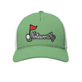 All-Over Print Black Buckle Peaked Mesh Cap With Box