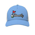 All-Over Print Black Buckle Peaked Mesh Cap With Box