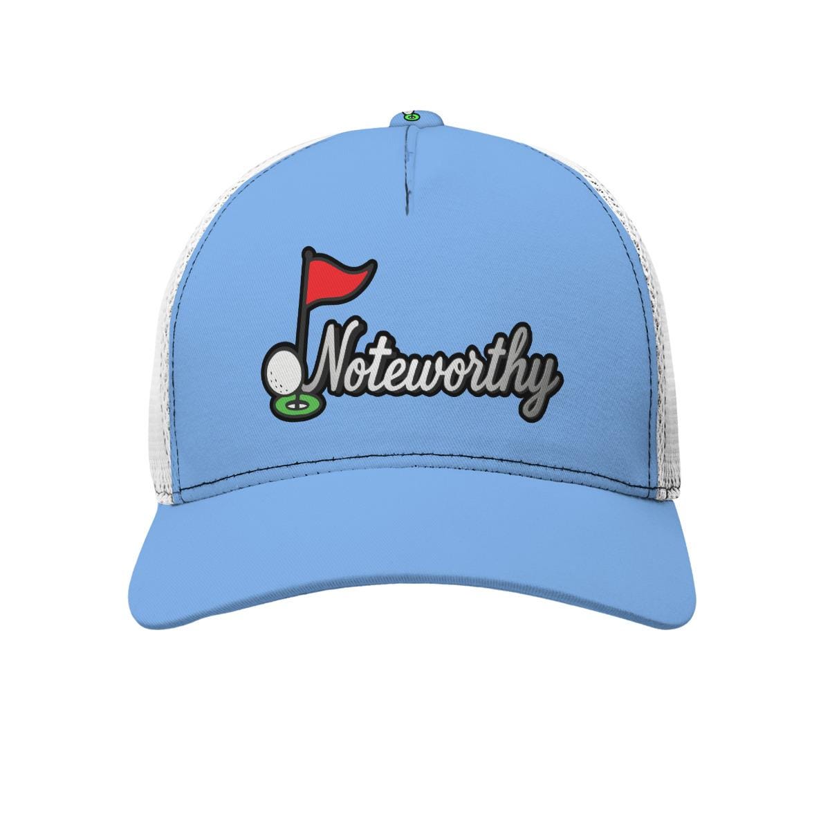 All-Over Print Black Buckle Peaked Mesh Cap With Box