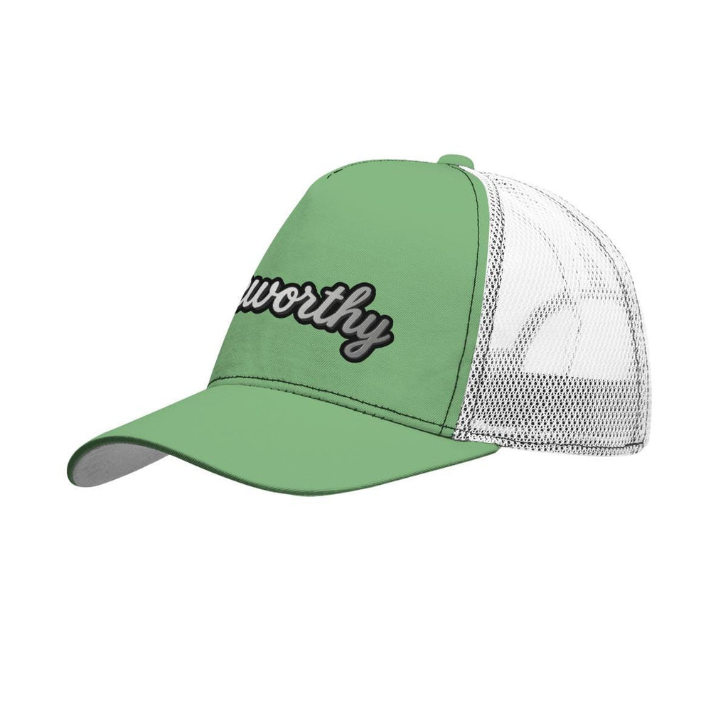 All-Over Print Black Buckle Peaked Mesh Cap With Box