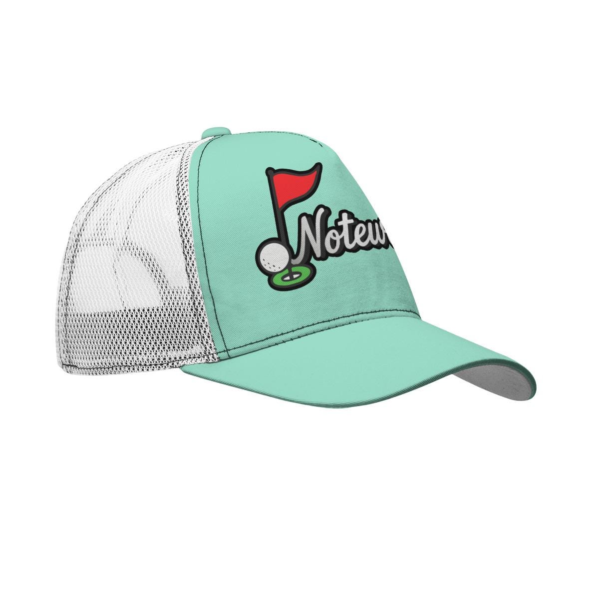 All-Over Print Black Buckle Peaked Mesh Cap With Box