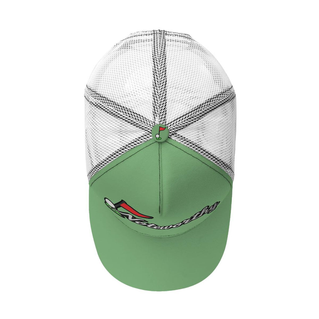 All-Over Print Black Buckle Peaked Mesh Cap With Box
