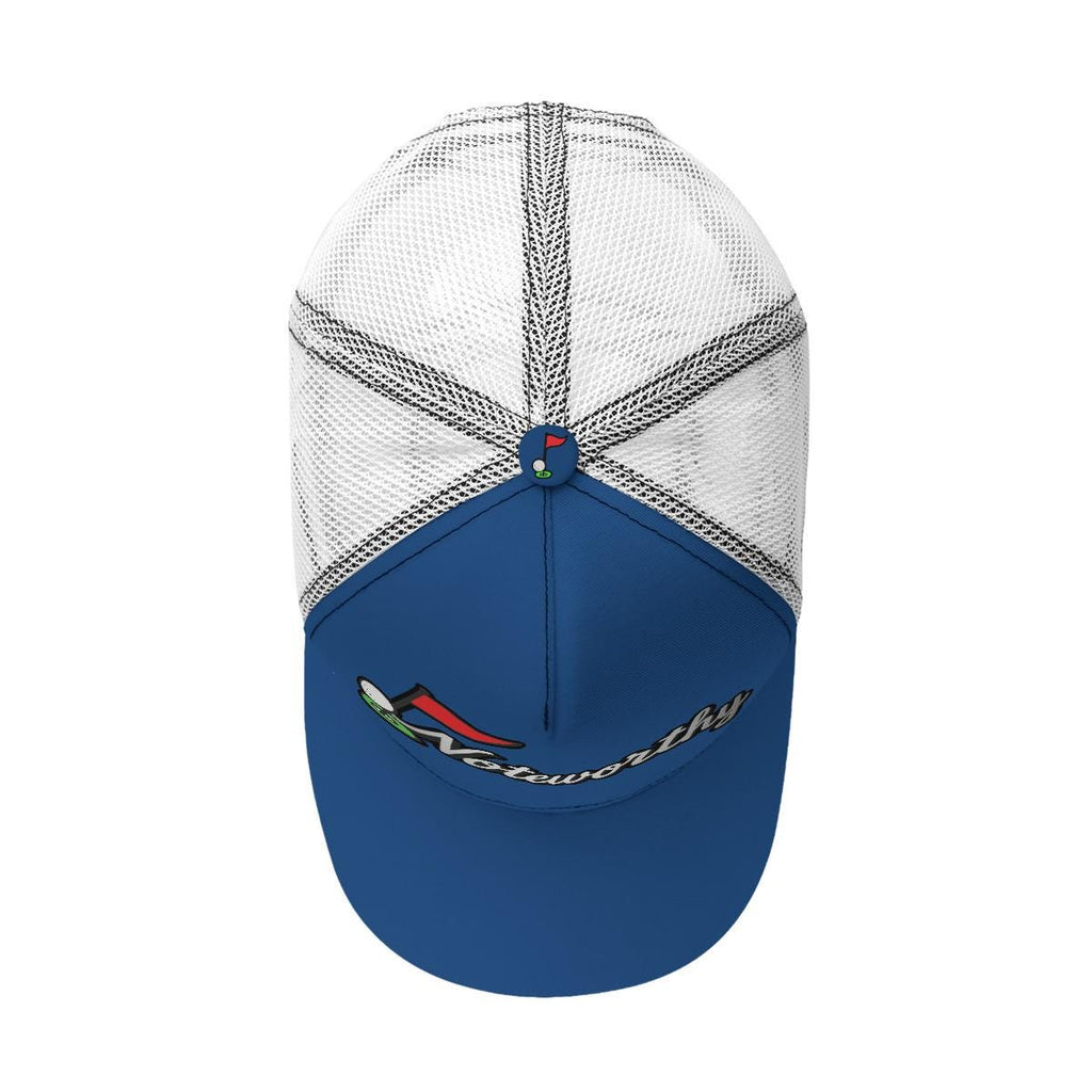 All-Over Print Black Buckle Peaked Mesh Cap With Box