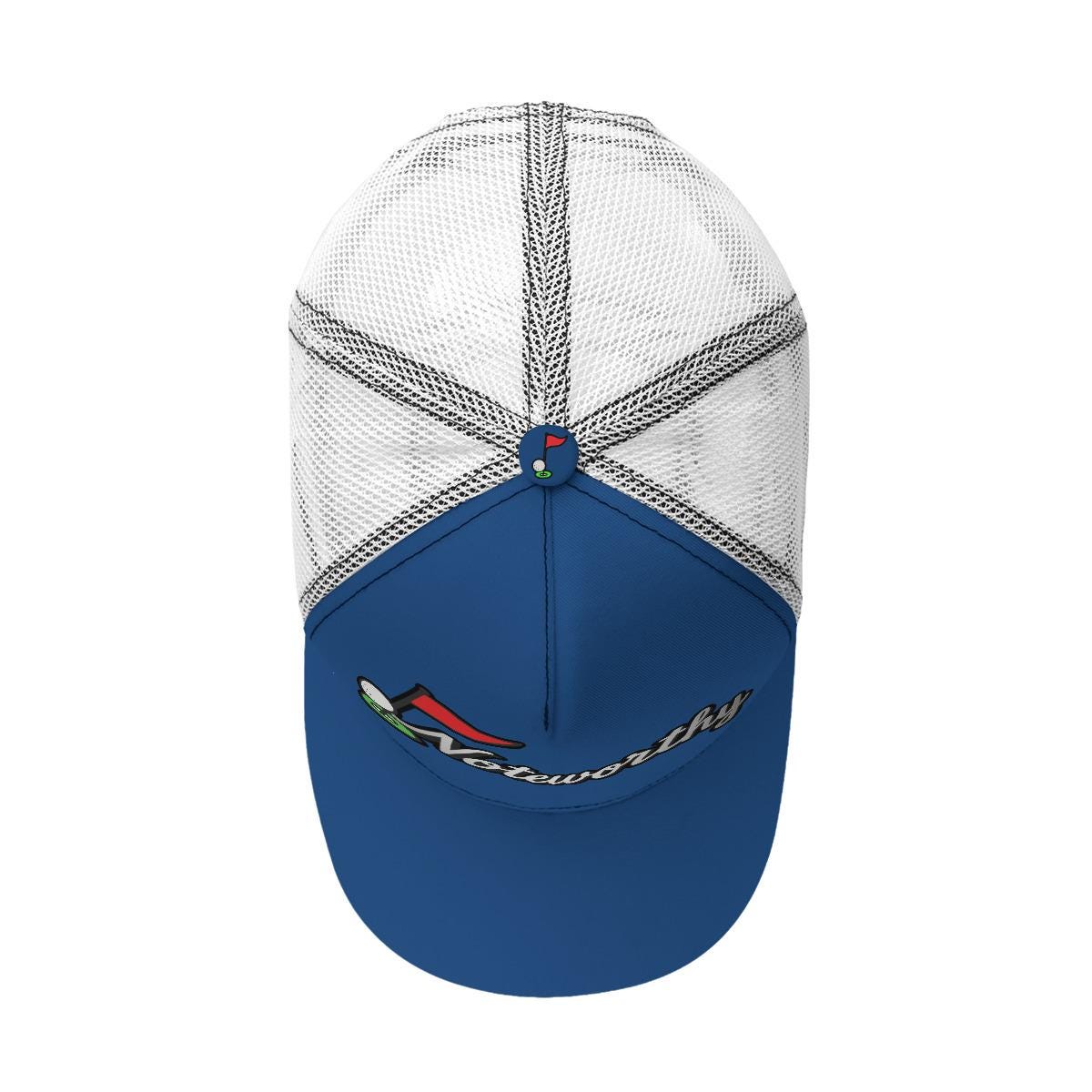 All-Over Print Black Buckle Peaked Mesh Cap With Box