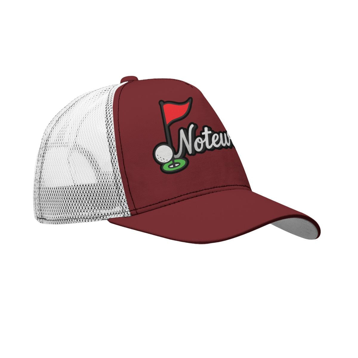 All-Over Print Black Buckle Peaked Mesh Cap With Box