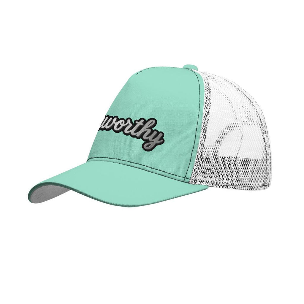 All-Over Print Black Buckle Peaked Mesh Cap With Box