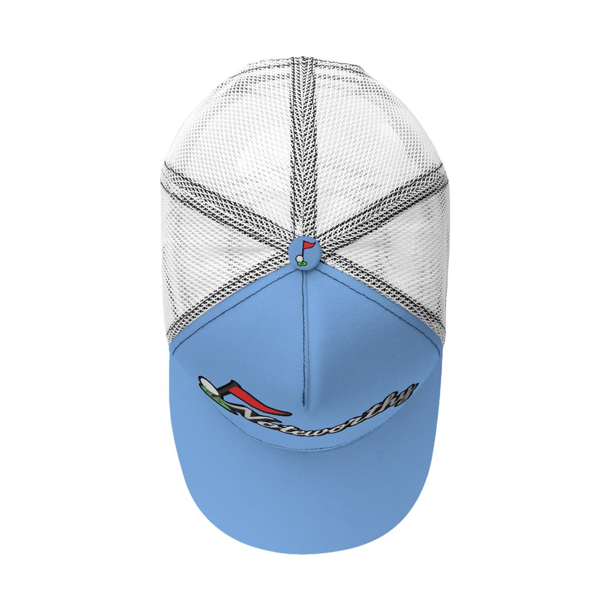 All-Over Print Black Buckle Peaked Mesh Cap With Box