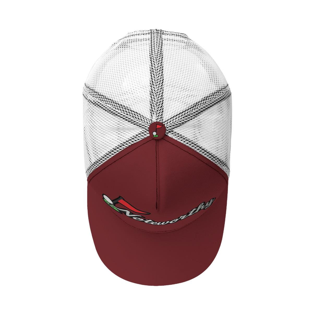 All-Over Print Black Buckle Peaked Mesh Cap With Box