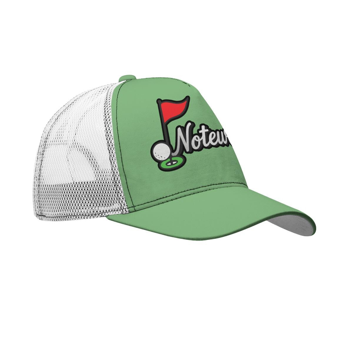 All-Over Print Black Buckle Peaked Mesh Cap With Box