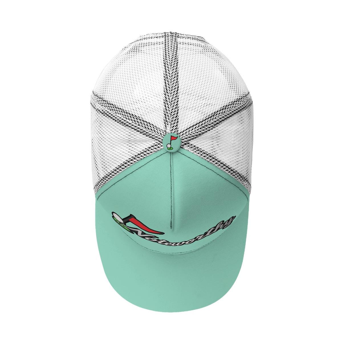 All-Over Print Black Buckle Peaked Mesh Cap With Box