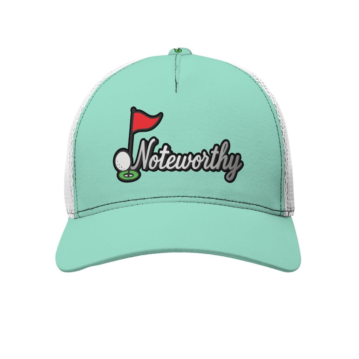 All-Over Print Black Buckle Peaked Mesh Cap With Box
