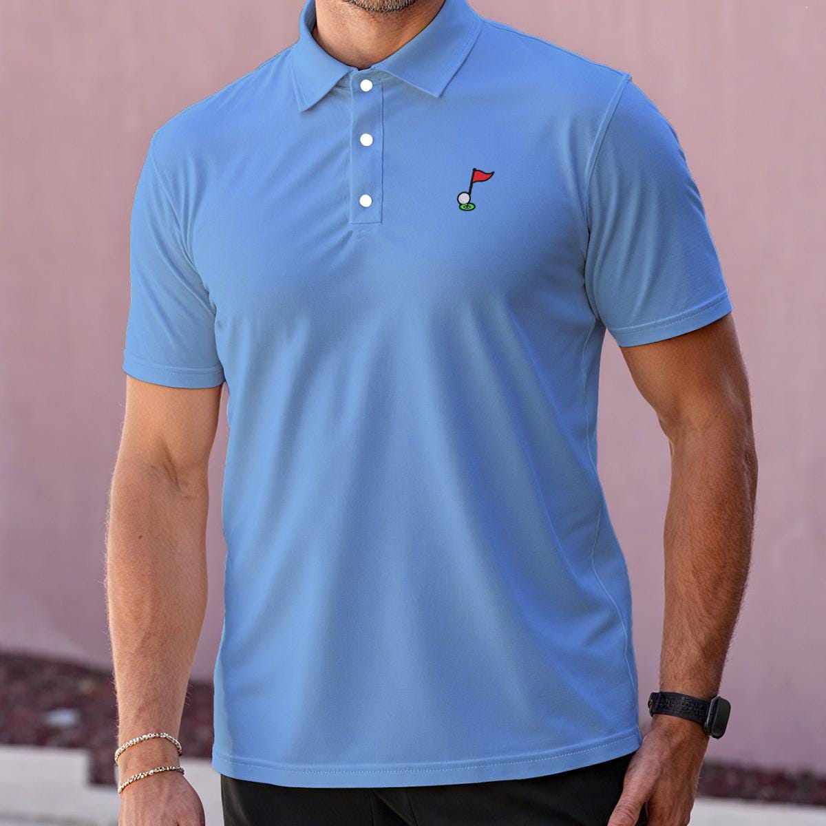 Light Blue Noteworthy Signature Men's polo