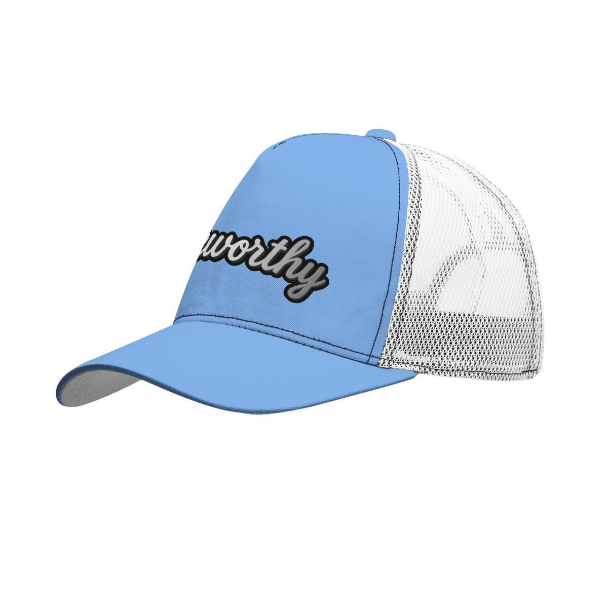 All-Over Print Black Buckle Peaked Mesh Cap With Box